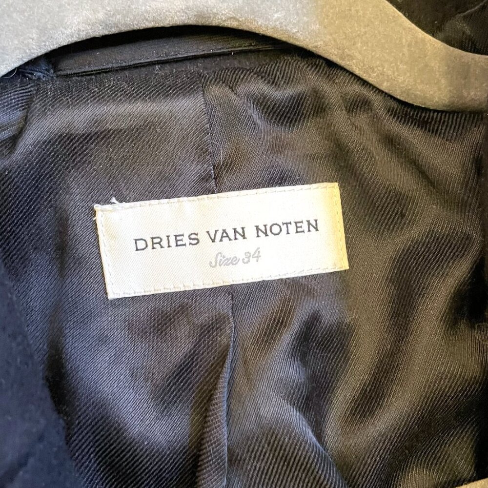 Dries van Noten Navy Wool Short Coat with Oversized Lapels EU 34 XS - Picture 3 of 10